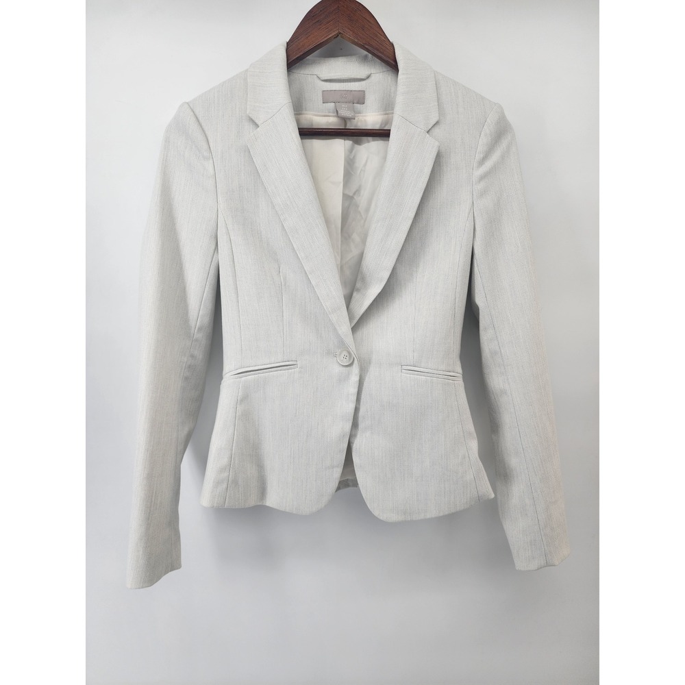 HM Womens Light Gray One Button Structured Blazer Jacket Size 2 05686019